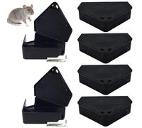Stazione esca per topi in PP nero da 6 pezzi, trappola per roditori triangolare 5x4 con 2 chiavi per casa, ristorante, hotel e controllo dei parassiti