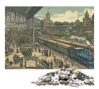 Stazione ferroviaria di Bombay, 1900 Puzzle in Legno 500 Pezzi Puzzle Adulto Per Gioco Familiare Divertimento Gioco Regalo Per Amore E Amico Decorazione Interna Unica Stress Relief 500pcs (52x38cm)