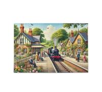 Stazione ferroviaria Villaggio Puzzle Robusto 2mm Puzzle Pezzi Divertimento Famiglia Attività 1000 Pezzi