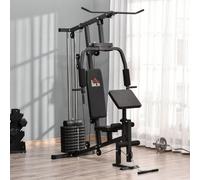 Stazione Fitness per Allenamento a Casa e Professionale, Palestra Multifunzione in Acciaio, 148x108x207cm, Nero Description:Questa stazione fitness multifunzione HOMCOM ti permette di portare la pales