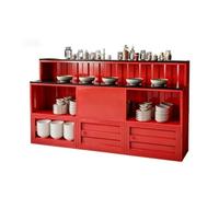 Stazione for condimenti for ristoranti con pentole calde in stile industriale, bancone for salse self-service commerciale, organizzatore di condimenti for attrezzature(180cmRed)
