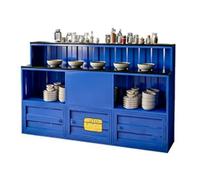 Stazione for condimenti for ristoranti con pentole calde in stile industriale, bancone for salse self-service commerciale, organizzatore di condimenti for attrezzature(180cmBlue)