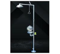 Stazione lavaocchi di emergenza 2 in 1 con doccia a spruzzo rivestita in acciaio inox 304, fornitura di soccorso di emergenza combinata con vasca in ABS(Silver,With cover)