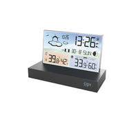 Stazione meteo a schermo piatto METEOFLEX digitale wireless con sensore esterno, igrometro & termometro, fasi lunari e avviso neve, aggiornamento automatico data e ora.