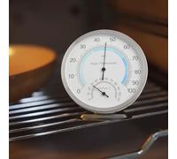 Stazione meteo analogica per interni con termometro e igrometro - Clima in acciaio inox per casa ufficio serra - 0°C per 110°C / 0-100 per diametro Rh 12,7 centimetri