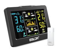 Stazione Meteo BALDR Wireless con Sensore Esterno, Display Digitale a Colori - Termometro Igrometro Interno/Esterno, Previsioni 1h + 12h, Batteria Ricaricabile