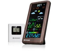 Stazione meteo Bresser con display a colori, look legno, sensore esterno, previsioni meteo, temperatura e umidità, allarme gelo, sveglia, indicatore comfort interno