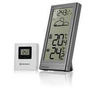 Stazione meteo Bresser con sensore esterno, temperatura interna ed esterna, tendenza meteo, allerta gelo, orologio radio, ampio display