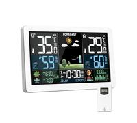 Stazione Meteo con Sensore Esterno, Display a Colori, Previsioni del Tempo, Temperatura, Umidità, Sveglia con Funzione Snooze, Pressione dell'aria, Uso Interno ed Esterno