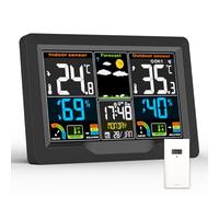 Stazione Meteo con Sensore Esterno, Stazione Meteorologica per Interni ed Esterni, Termometro Digitale Igrometro con Ampio Schermo LCD Display Sveglia Tempo Temperatura umidità Previsioni di Tempo