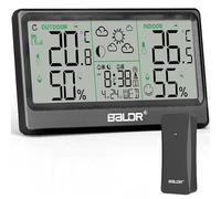 Stazione Meteo con Sensore Esterno,Thermometri e Igrometri Interni ed Esterni, Stazione Meteorologica con DCF,Previsioni del Tempo, Fasi Lunari, Temperature Massime/Minime e Allerta Rischio Muffa