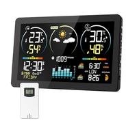 Stazione Meteo con Sensore Interno Esterno Termometro Senza Fili con Orologio Atomico Digitale Monitoraggio Temperatura/Umidità per Interni ed Esterni Previsioni del Tempo