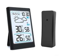 Stazione meteo domestica con sensore esterno wireless termometro igrometro e 12 previsioni 24 ore (nero)