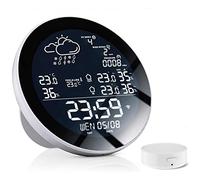 Stazione Meteo Intelligente Wi-Fi Tuya Misuratore di Temperatura e Umidità 'Orologio, Grande Schermo a Colori, Temperatura 'Orologio