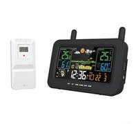 Stazione meteo multifunzione 6 in 1, stazione meteo wireless con sensore esterno, previsioni accurate per quattro giorni, per casa e ufficio (nero)