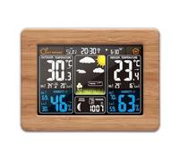 Stazione Meteo Multifunzione Sveglia Termometro Igrometro Touch Screen Sensore Wireless Alba Tramonto Igrotermografo,Marrone