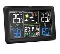 Stazione Meteo, Orologi for stazioni meteorologiche Calendari LED digitali wireless Orologio da tavolo con previsioni del monitoraggio della temperatura e dell'umidità(Noir)