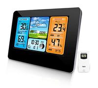 Stazione meteo senza fili Stazione di previsione digitale a colori Termometro per interni esterni Termometro Umidità Barometro Allarme Fase lunare Orologio meteo con sensore esterno