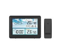 Stazione Meteo, Stazione meteorologica digitale wireless Display LCD a colori Termometro Igrometro Sensore di previsione Punto di gelo Calendario Sveglia per la casa(Black with plug)
