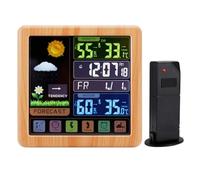 Stazione Meteo, Stazione meteorologica Ricarica USB wireless intelligente Previsioni meteorologiche a quattro livelli Allarme ritardato for termometro domestico/interno/esterno(Wood color)