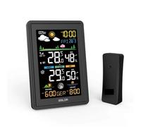 Stazione Meteo, Stazione meteorologica wireless a colori Sveglia Digitale Umidità Monitor della temperatura Barometro Previsione Tendenza Fase lunare -40 ℃(Noir)