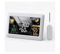 Stazione Meteo, Stazione meteorologica wireless for interni ed esterni, termometro, igrometro, orologio da parete con sveglia