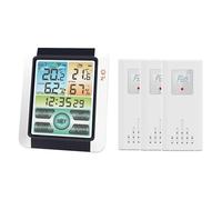 Stazione Meteo, Stazione meteorologica wireless Schermo grande Termometro digitale for interni ed esterni Igrometro Monitor Sveglia con sensore trasmettitore per la casa(1 clock 3 sensor)