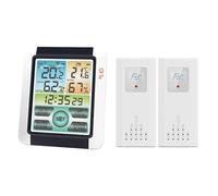 Stazione Meteo, Stazione meteorologica wireless Schermo grande Termometro digitale for interni ed esterni Igrometro Monitor Sveglia con sensore trasmettitore per la casa(1 clock 2 sensor)