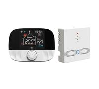 Stazione Meteo, Termostato Regolatore di temperatura wireless for il riscaldamento dell'acqua della caldaia a gas Funziona con Alexa Google Home per la casa(White T9W)