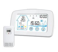 Stazione Meteo, Touch screen, monitor di umidità e temperatura, termometro wireless for interni ed esterni, igrometro, orologio da parete meteorologico elettronico digitale(1)