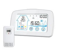 Stazione Meteo, Touchscreen retroilluminato Stazione meteorologica digitale Misuratore intelligente di temperatura e umidità Orologio meteorologico Rilevamento dell'umidità della temperatura(WHITE)