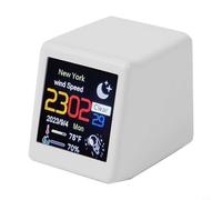 Stazione meteo WiFi per mini TV, display LCD da 1,54 pollici, con data e aggiornamenti meteorologici globali, orologio digitale barometro in bianco/giallo