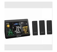 Stazione Meteo WiFi Wireless Interno/Esterno Temperatura Umidità Orologio da Parete Sveglia Barometro App Previsioni Online Monitor Dati(Black 3 Sesors)