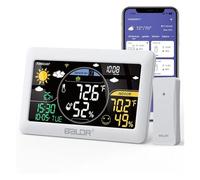 Stazione Meteo WiFi Wireless Interno/Esterno Temperatura Umidità Orologio da Parete Sveglia Barometro App Previsioni Online Monitor Dati(White 1 Sesor)
