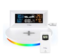 Green Blue GB213 Stazione meteo wireless con caricabatterie Qi Previsioni meteo Calendario Sveglia Sensore esterno interno Termometr