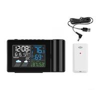 Stazione meteo wireless con orologio digitale proiettato tempo e temperatura per il monitoraggio dell'ambiente domestico ufficio al buio