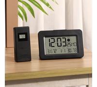 Stazione meteo wireless, con termometro igrometro per interni ed esterni, temperatura e umidità accurate, previsioni del tempo, supporto multi sensore (nero)