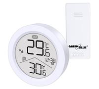GreenBlue GB162 - Stazione meteo wireless con sensore esterno IP44, temperatura interna ed esterna, memoria min/massima, ampio display LCD, portata 60 m