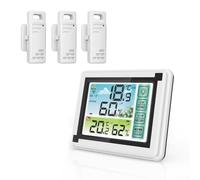 Stazione meteo wireless per interni ed esterni, con touchscreen a colori, monitor di umidità e temperatura con 3 sensori, display dati storici e portata wireless fino a 60 metri