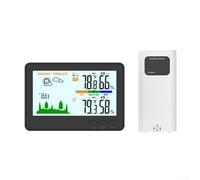 Stazione meteo wireless per interni ed esterni, termometro e igrometro, display LCD a colori 433 MHz, previsioni della pressione dell'aria, portata di 100 m, sensore IP4 con registrazione 24 ore (nero
