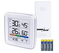GreenBlue GB169 Stazione meteo wireless Temp/Umidità IN/OUT Sensore IP44 Sveglia