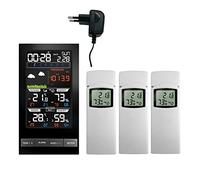 Stazione meteorologica a 3 canali termometro digitale igrometro sensore wireless previsioni temperatura orologio da parete scrivania sveglia(3Pcs outdoor sensors)
