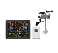 Stazione meteorologica Allarme digitale Orologio da parete Interno 2 pezzi Pluviometro anemometro pressione umidità esterna In tempo reale(WIFI0300-01)