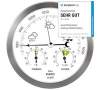 Stazione meteorologica analogica in Acciaio Inox - con barometro, termometro e igrometro - da Interni ed Esterni