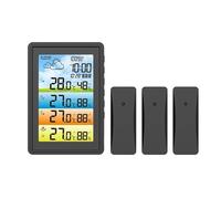 Stazione meteorologica colorata wireless Igrometro digitale for interni Termometro Barometro Previsioni Tendenza Fase lunare Sveglia 3 sensori,Prevedere con precisione(Noir)