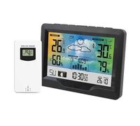 Stazione meteorologica digitale LCD wireless, termometro for interni ed esterni, igrometro, barometro da parete, previsioni del tempo con fasi lunari, orologio sveglia