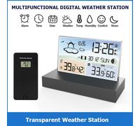 Stazione meteorologica digitale Misuratore di temperatura e umidità trasparente Sveglia Previsioni meteo Igrotermografo per interni ed esterni