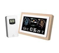 Stazione meteorologica digitale VA in legno a colori Temperatura domestica Umidità Monitor pressione atmosferica Sveglie da parete Sensore di previsione wireless