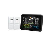 Stazione Meteorologica Multifunzione Wireless con Termometro e Igrometro per Interni Ed Esterni, Orologio Meteorologico da A Due, Spina UE