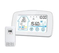 Stazione meteorologica Touch Screen Display digitale Orologio da parete Misuratore di temperatura e umidità tavolo con sensore wireless(White)